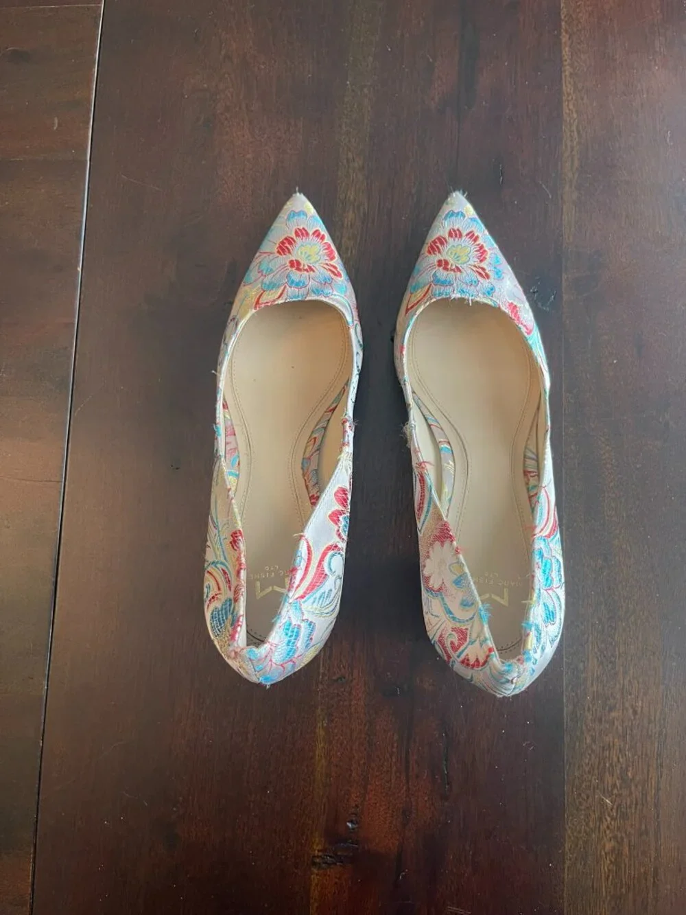 Rare Marc Fisher Zala Floral Brocade Embroidery Pointy Toe Block Heel Pumps SZ 9 - Picture 10 of 11